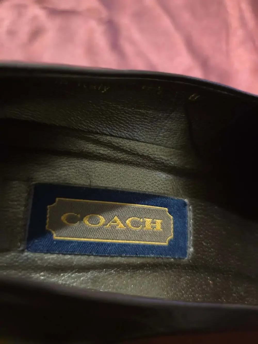 Coach Women's Brown Leather Penny Loafer Block Heel Pumps, Made in Italy